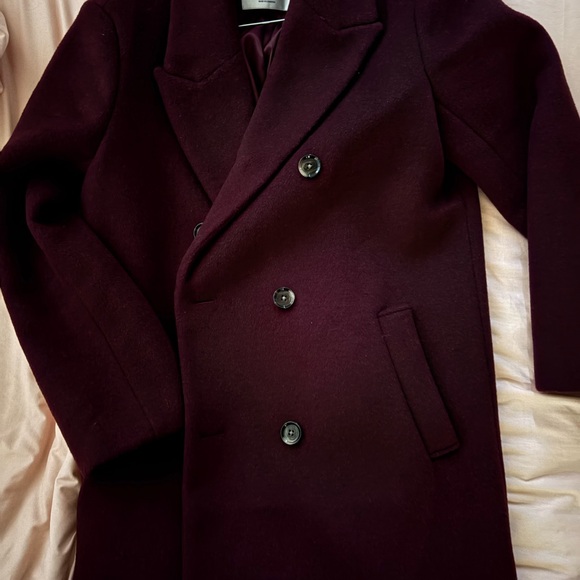Abercrombie & Fitch Burgundy Tailored Top Coat - Picture 7 of 9